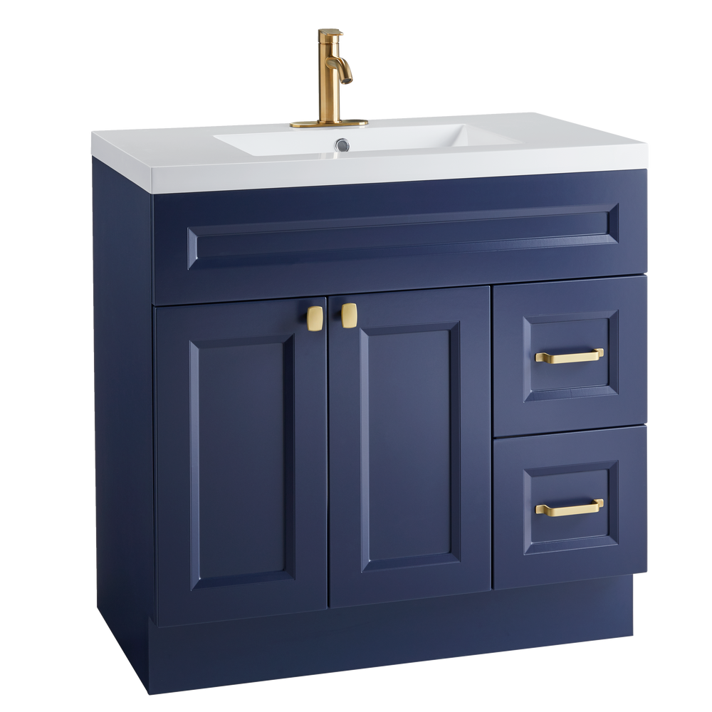 Canvas Langford Double Door Single Sink Marble Top Bathroom Vanity with