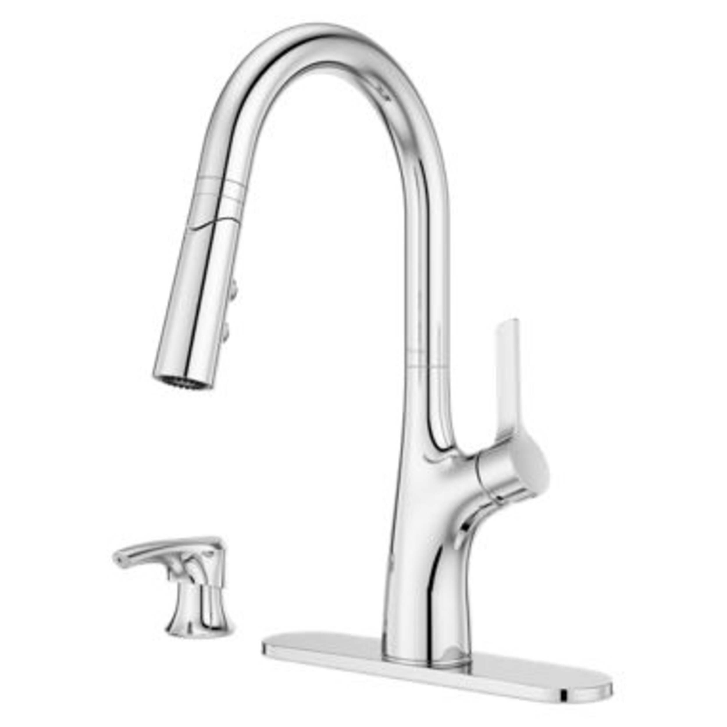 Pfister Ceylon Pull-Down Kitchen Faucet, Polished Chrome Front_Three_Fourths_Angled_Left