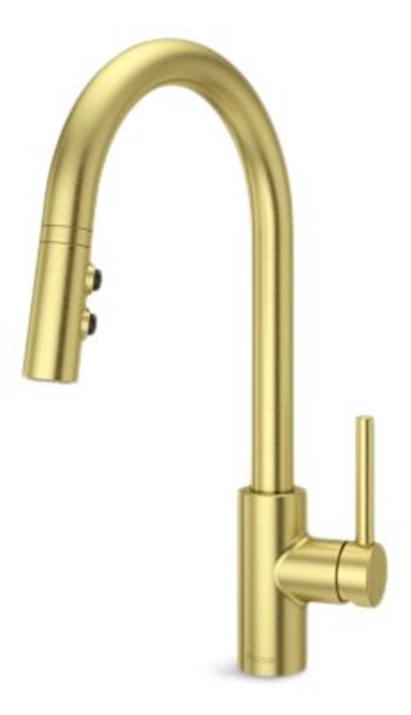 Pfister Fullerton Pull-Down Kitchen Faucet, Brush Gold Front_Three_Fourths_Angled_Left