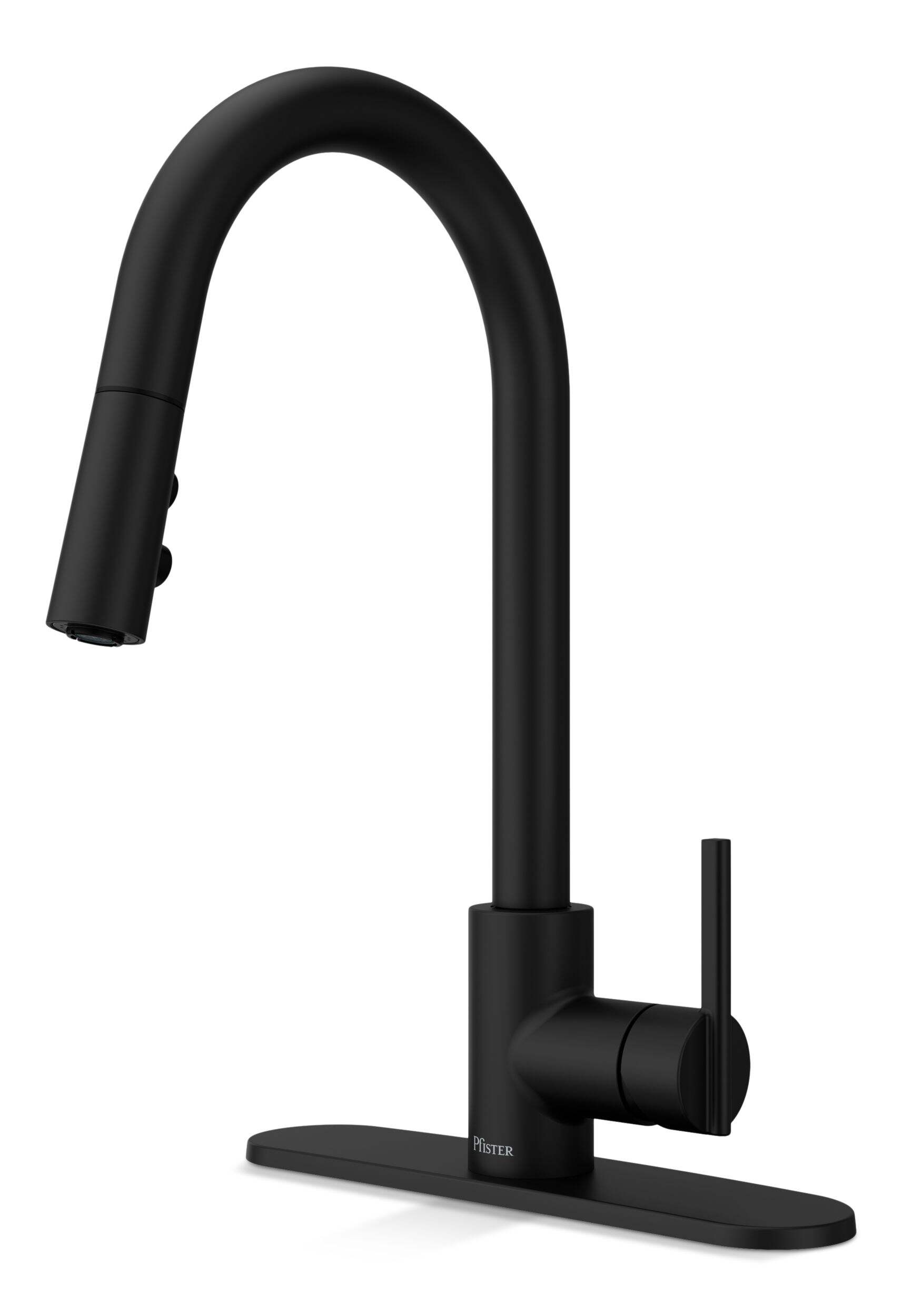 Robinet d'évier à bec extensible Pfister Modern, noir mat Front_Three_Fourths_Angled_Left