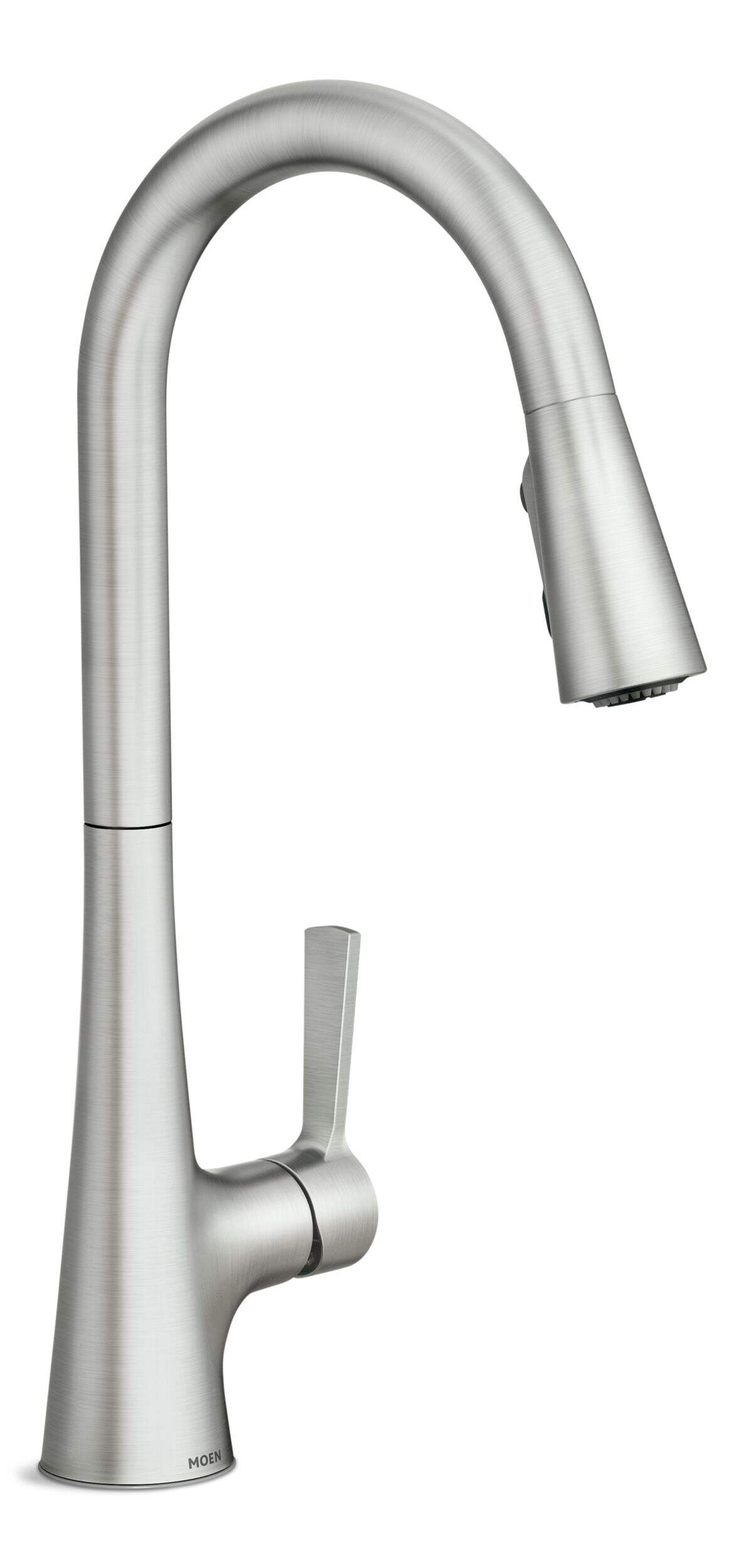 Moen Mikah 1-Handle Pull-Down Kitchen Faucet, Spot Resist™ Stainless Steel Front_Three_Fourths_Angled_Right