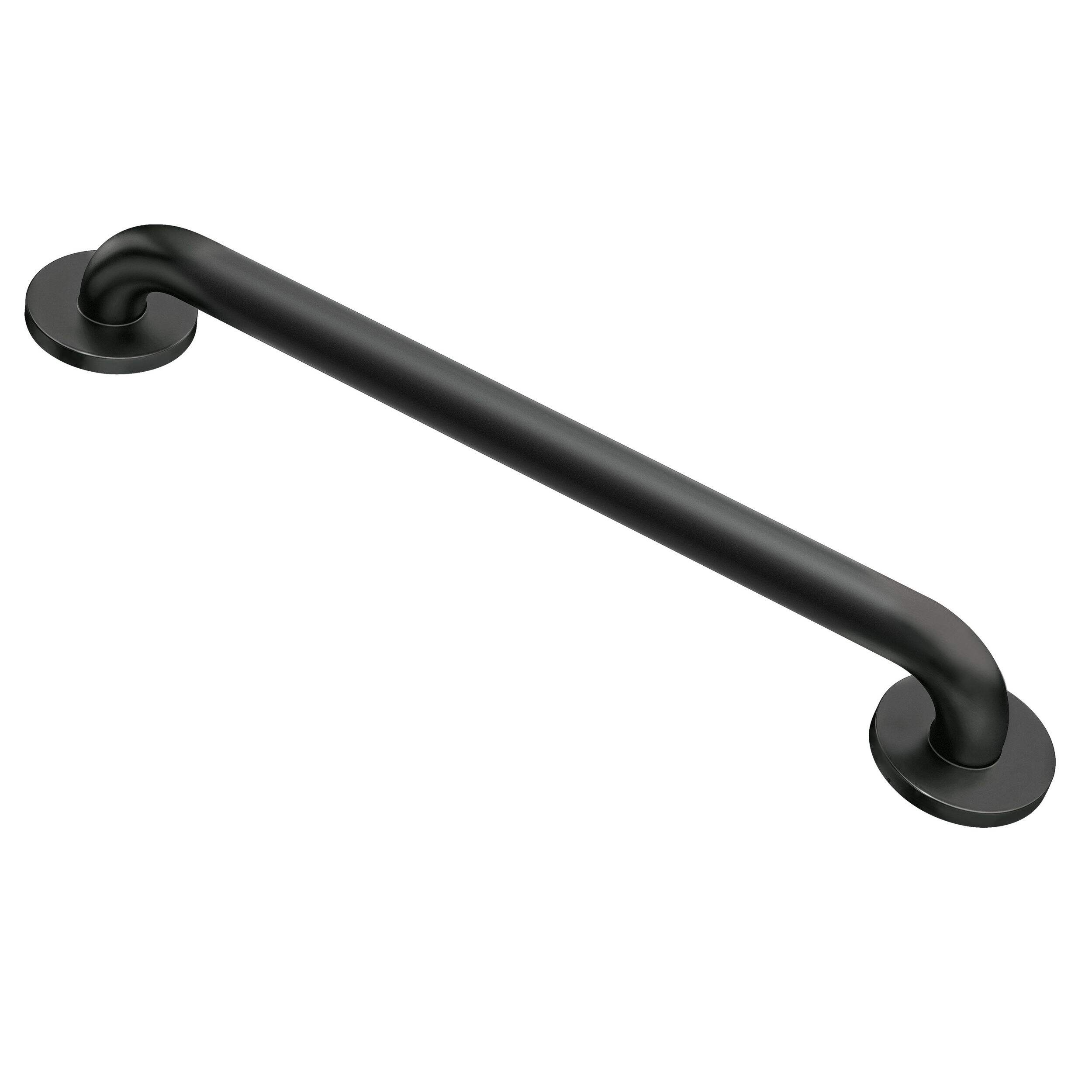 Moen Concealed Grab Bar for Bathroom Shower Safety, Matte Black, 18-in Front_Three_Fourths_Angled_Left