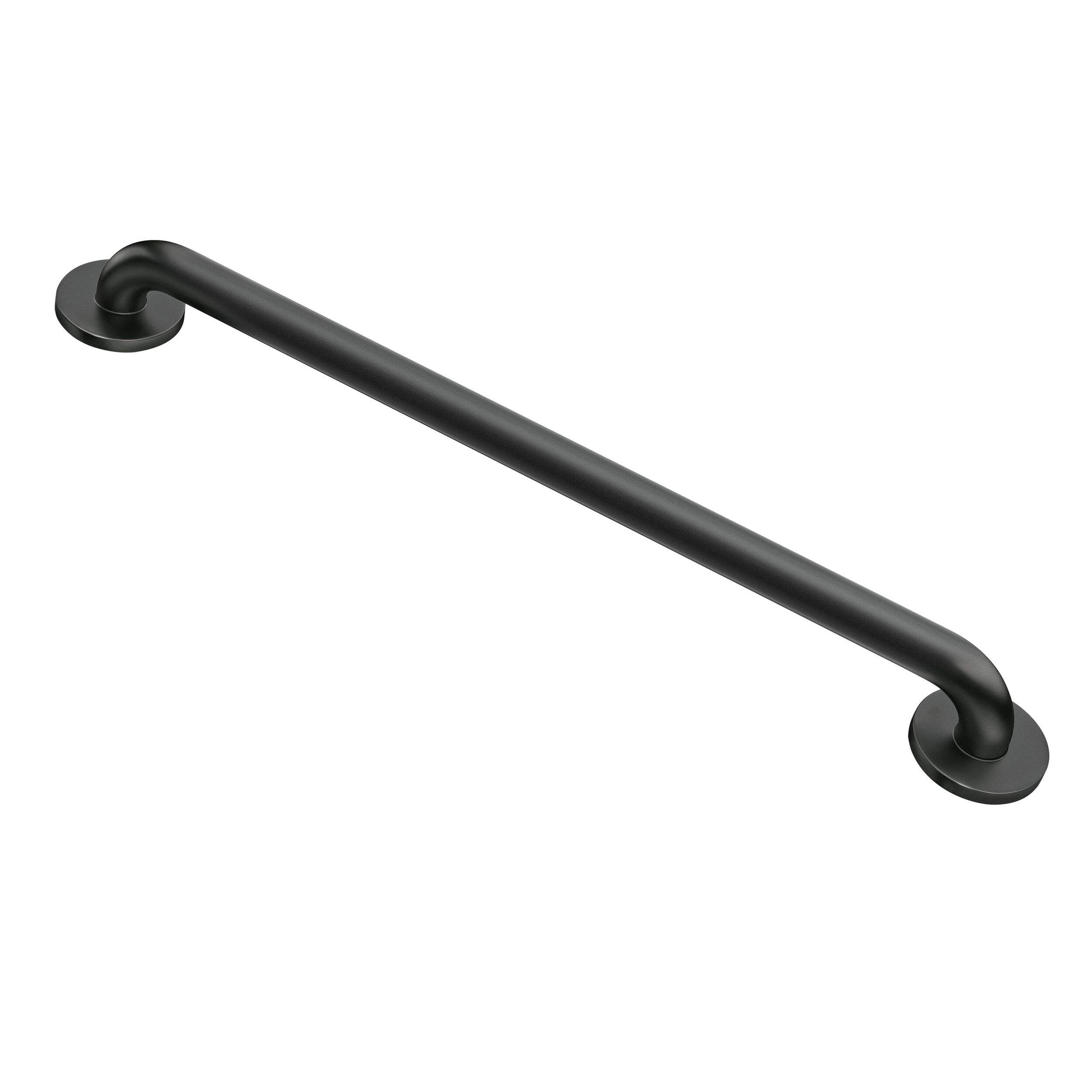 Moen Concealed Grab Bar for Bathroom Shower Safety, Matte Black, 24-in Front_Three_Fourths_Angled_Left