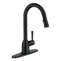 Moen Adler Single Handle Pull-Down Kitchen Faucet, Matte Black Front_Three_Fourths_Angled_Right