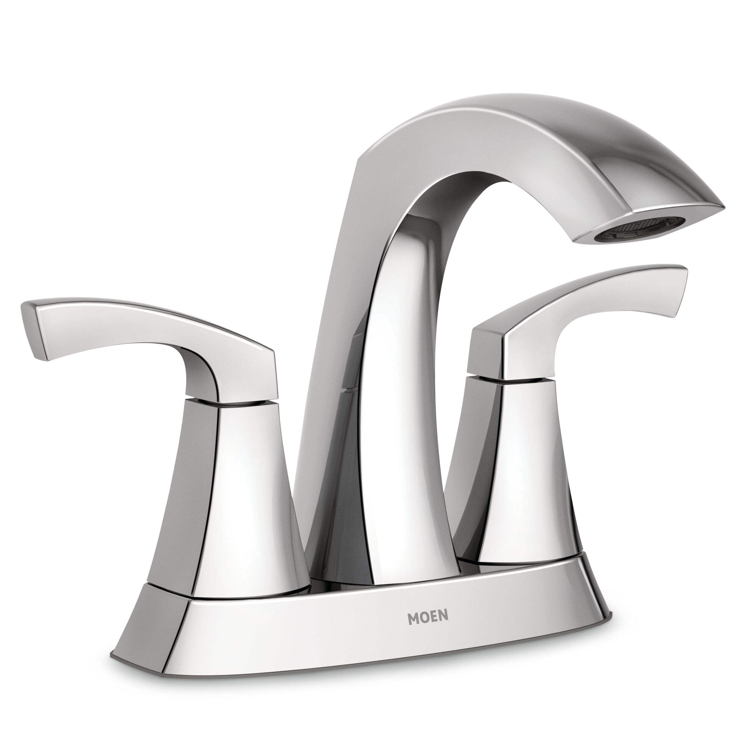 Robinet de salle de bain à arche haute et à double poignée Moen Lindor, chrome Front_Three_Fourths_Angled_Right
