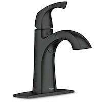 Moen Lindor Single Handle Bathroom Faucet, Meets EPA WaterSense® Criteria, Matte Black Front_Three_Fourths_Angled_Right