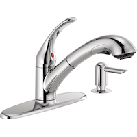 Robinet de cuisine à 1 manette et bec rétractable Delta Capital, chrome Front_Three_Fourths_Angled_Right