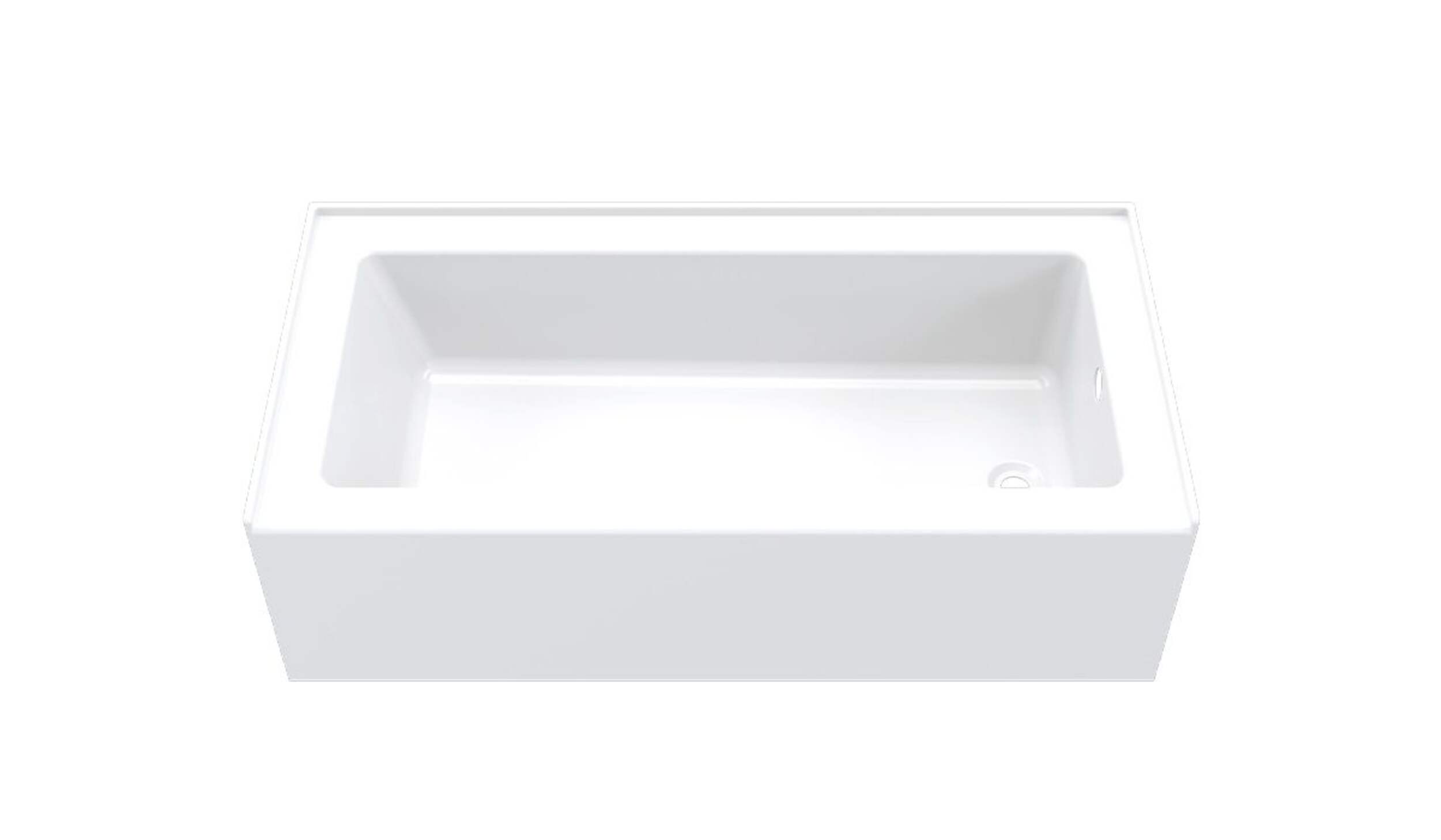 Clara Low-Profile Bathtub, Right, 60-in x 30-in x 17-in Front_Elevated