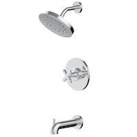 Danze Montreal Series Vinto Single Control Tub & Shower Faucet, Handheld Shower Combo, Assorted Finishes Front_Angled_Left