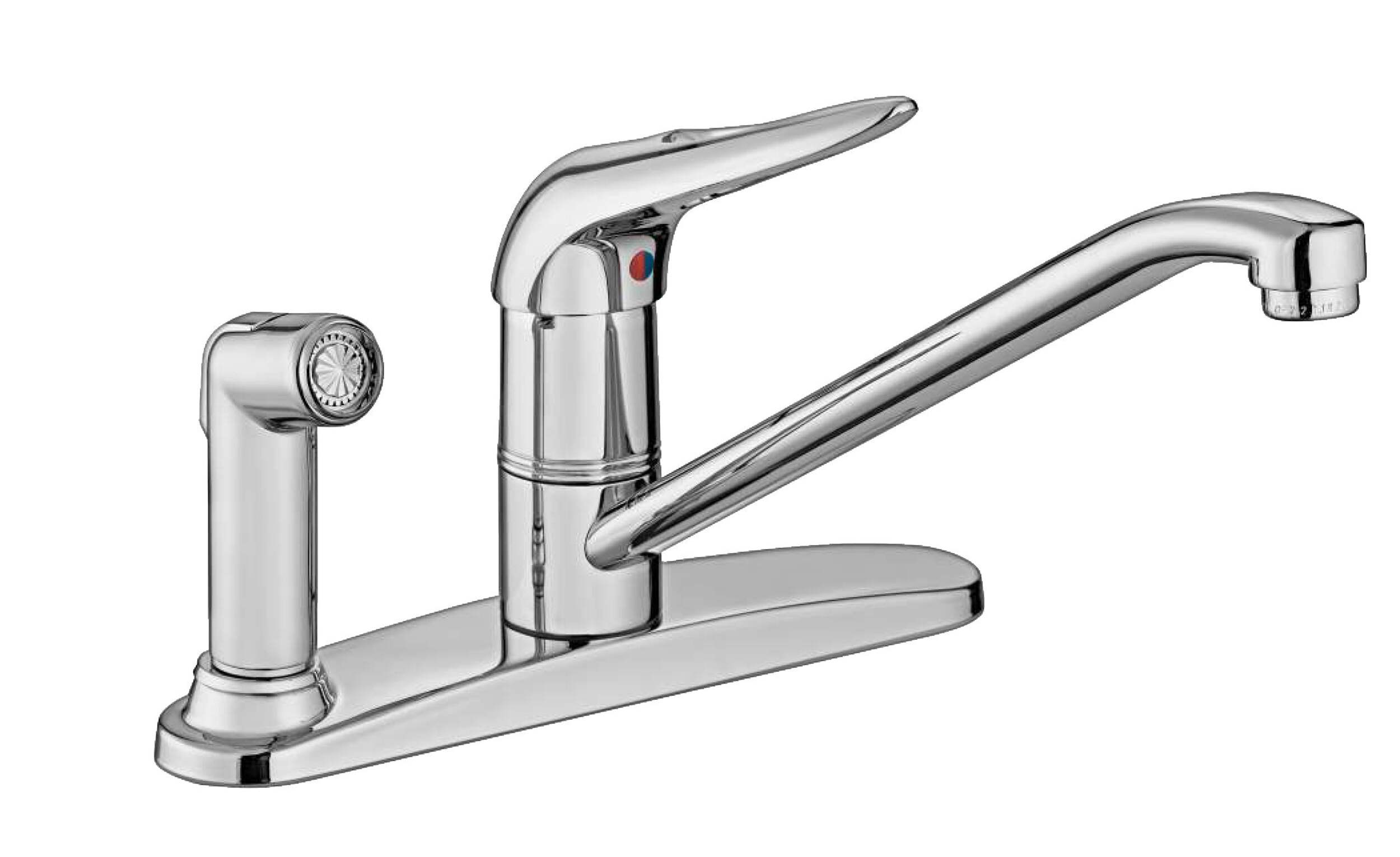 Robinet d'évier de cuisine à poignée simple Danze Melrose, avec douchette, chrome Front_Angled_Right