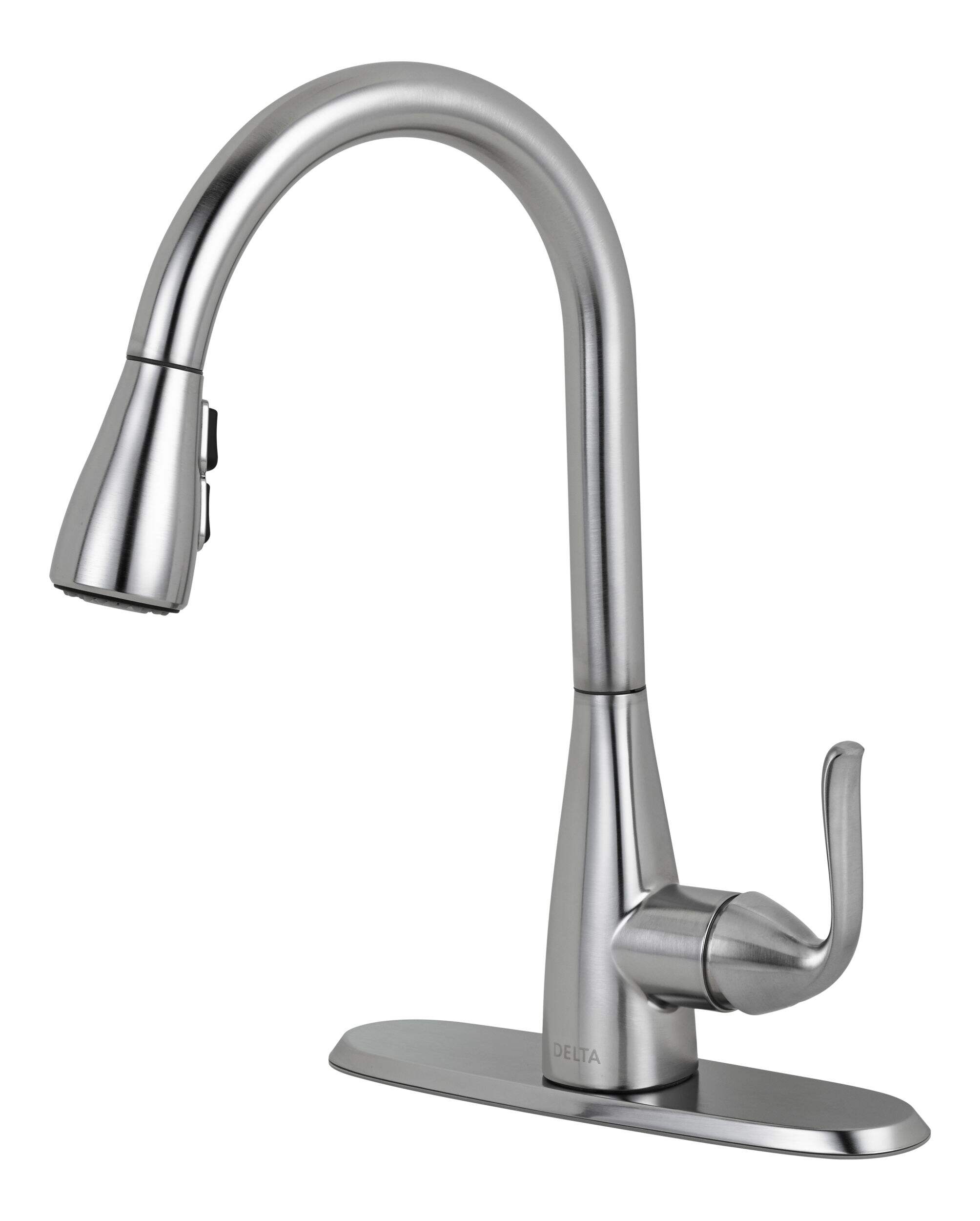 Delta Faucet Grenville Single Handle Pull Down Kitchen Faucet, Brushed Nickel Front_Angled_Left