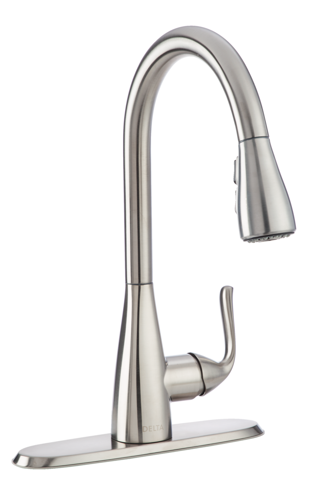 Delta Faucet Grenville Single Handle Pull Down Kitchen Faucet, Brushed ...