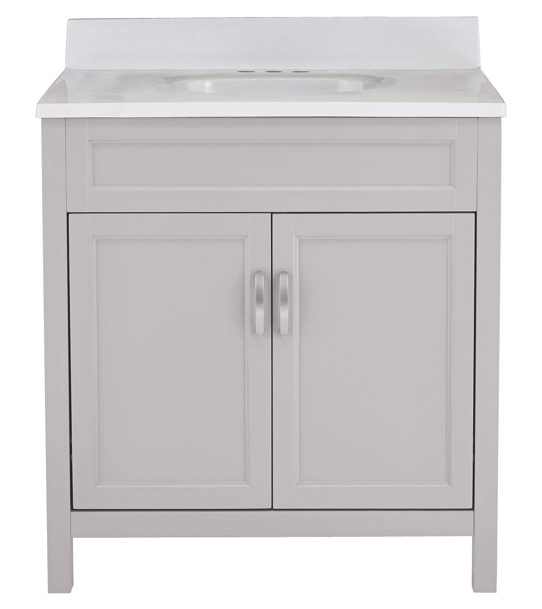 Canvas Elena Double Door Single Sink Resin Top Bathroom Vanity, Grey, 31x19x37-in Front_Elevated