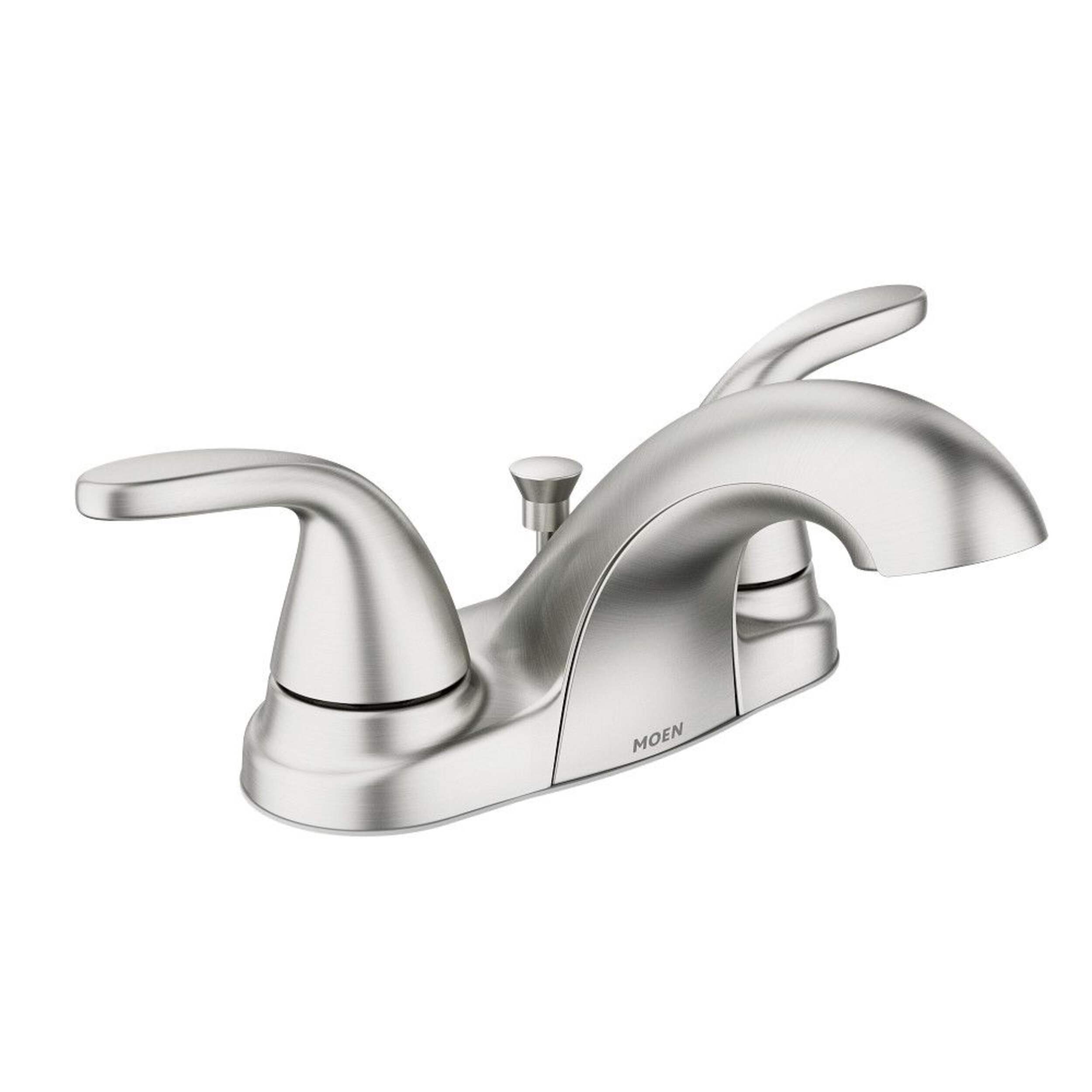 Robinet de salle de bain Moen Adler, 2 poignées, nickel brossé Spot Resist Front_Angled_Right