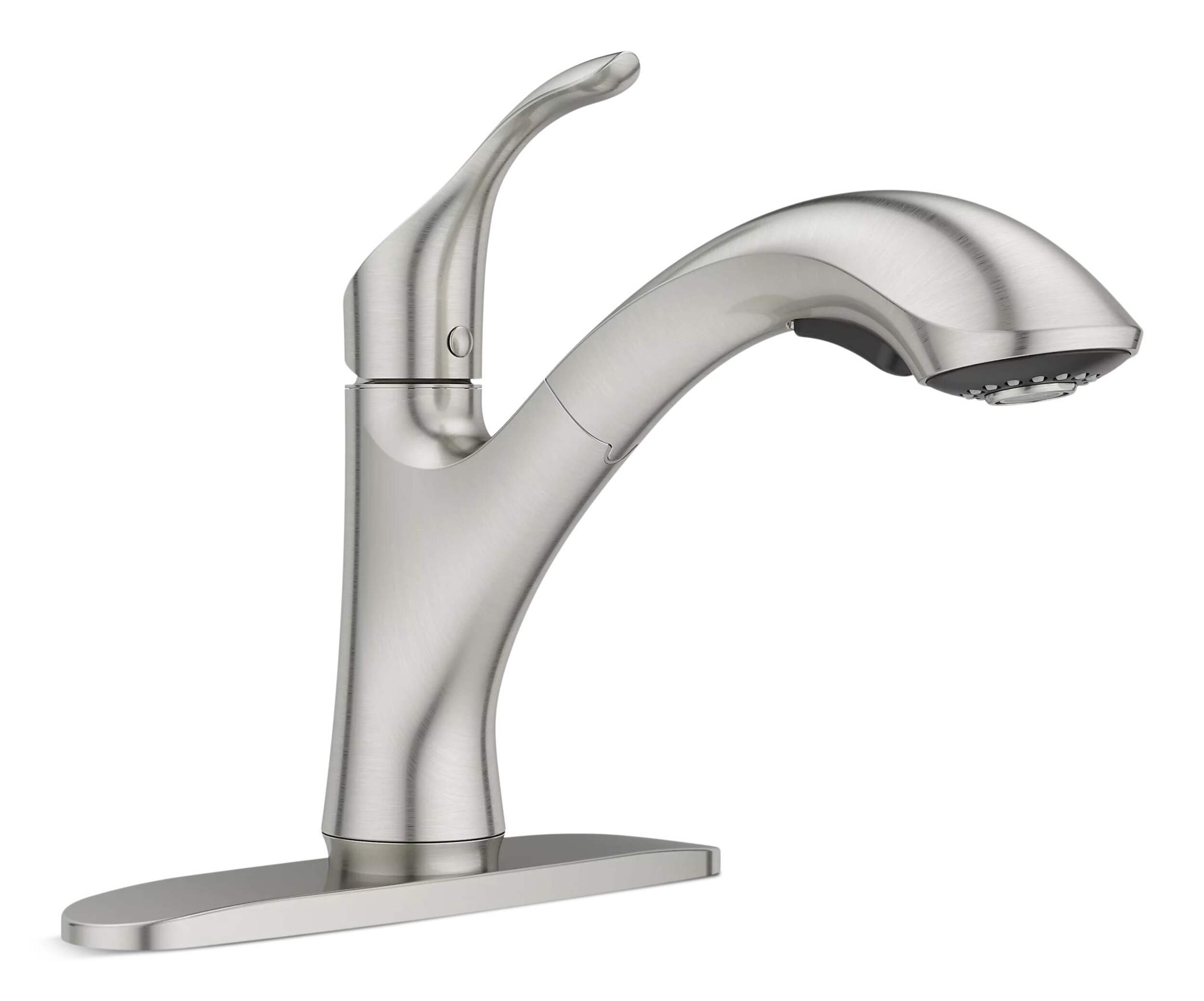 Pfister Corvo Single-Handle Pull-Out Kitchen Faucet, Stainless Steel Front_Three_Fourths_Angled_Right