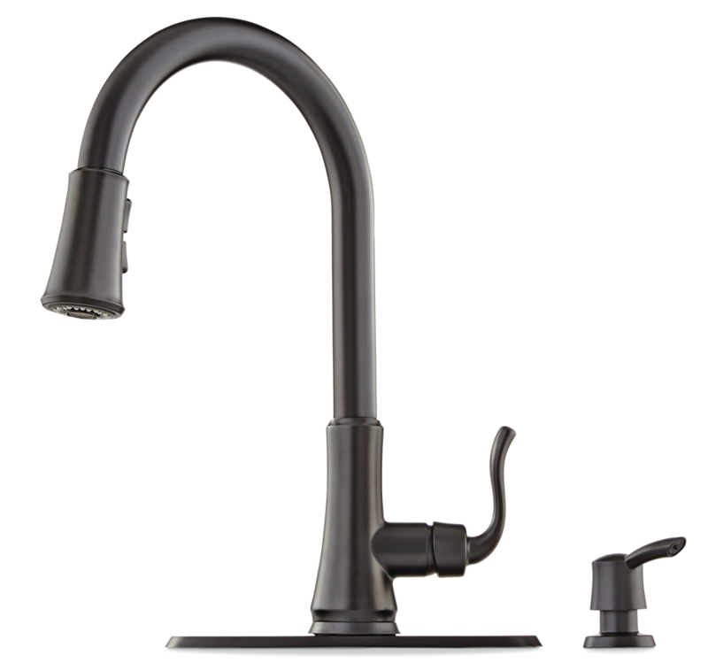 Pfister Cagney Single Handle High Arc Pull Down Kitchen Faucet, Black
