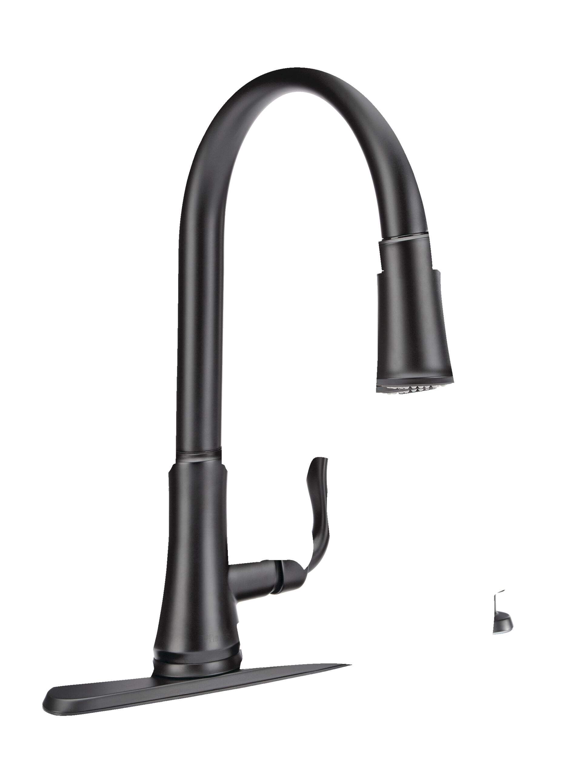 Pfister Cagney Single-Handle High Arc Pull-Down Kitchen Faucet, Black Front_Angled_Right