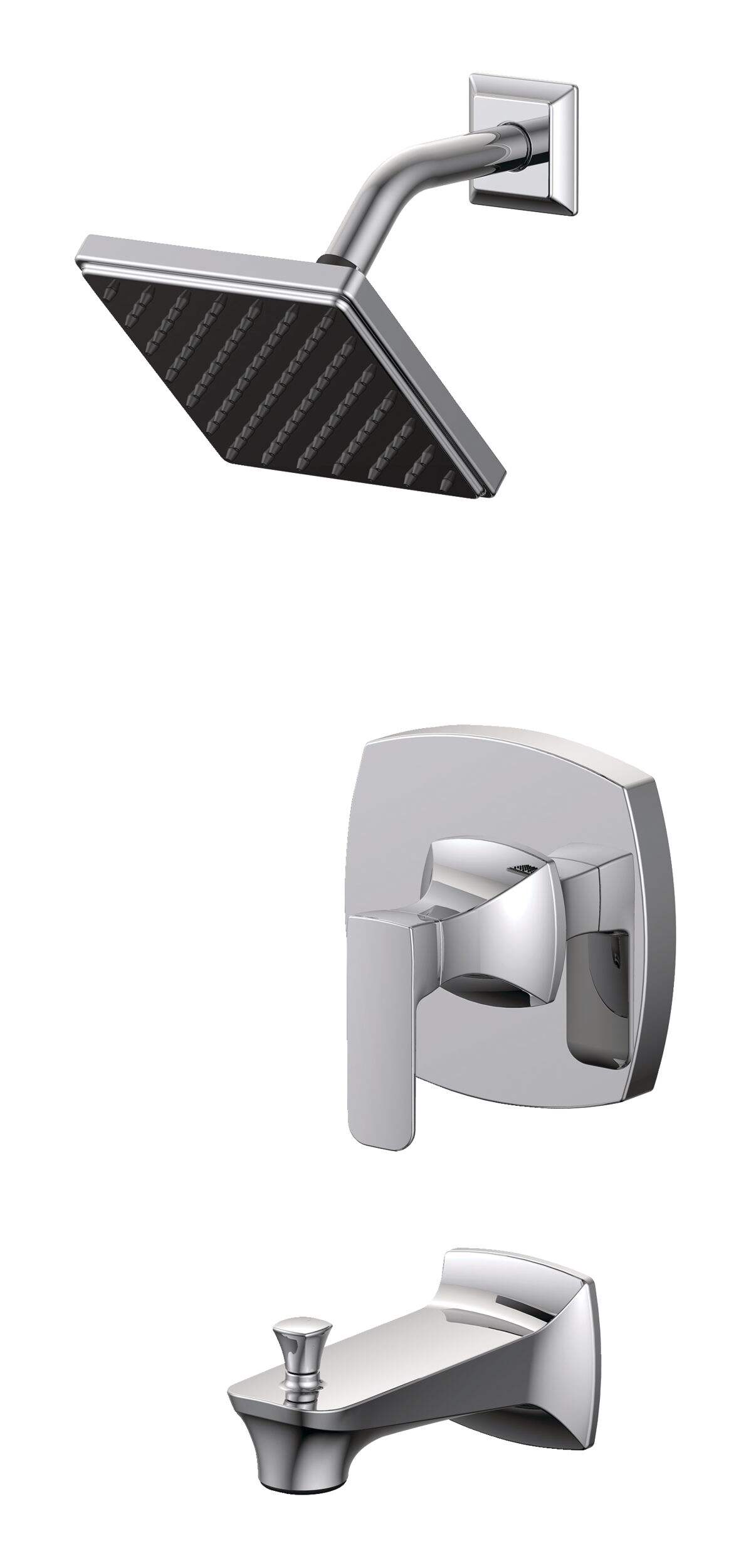 Danze Aztek Single Handle Wall Mount 1-Setting Bathtub & Shower Trim Kit, Chrome Front_Angled_Left