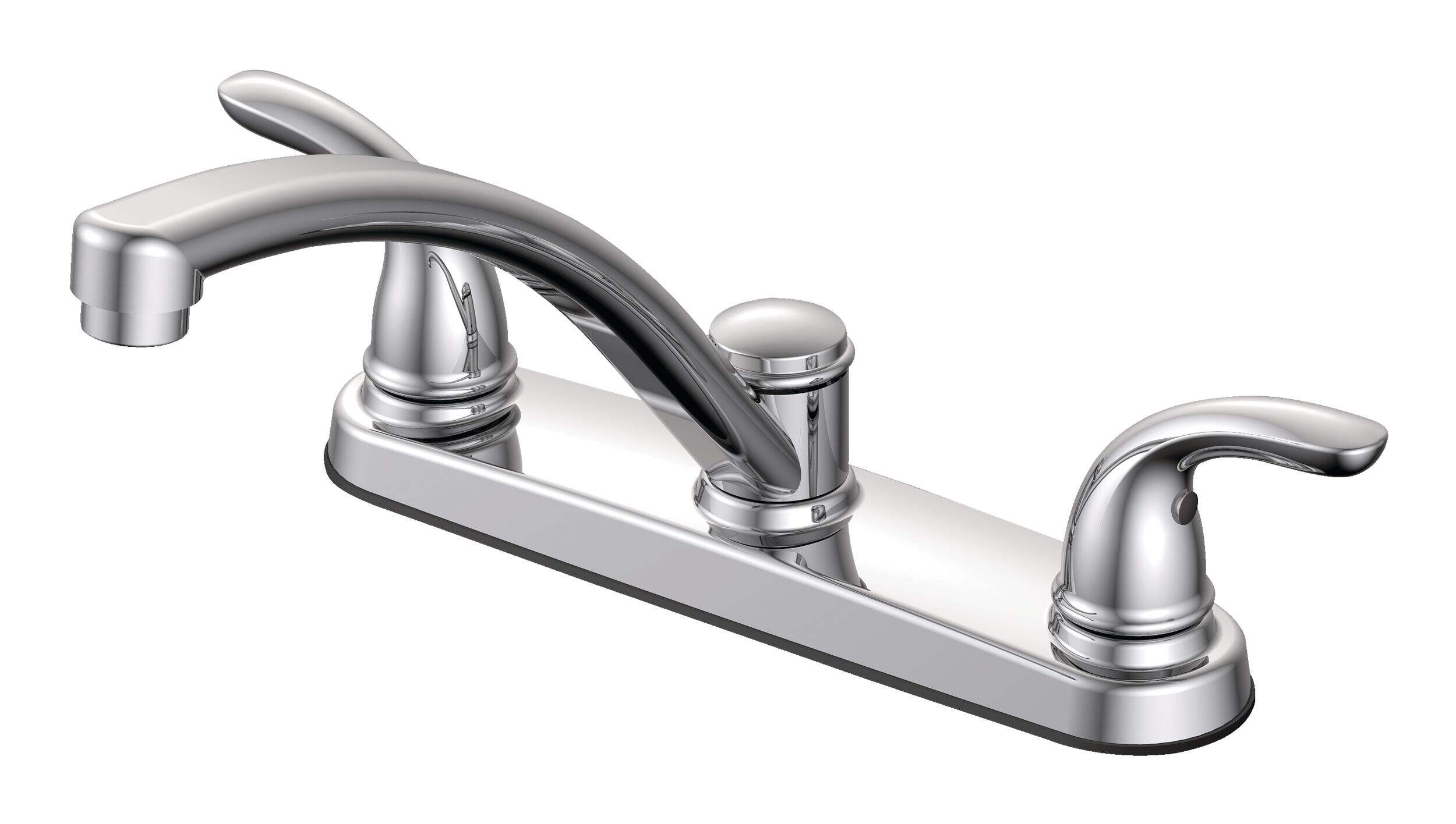 Danze Renovate Double Handle Kitchen Faucet, Chrome Front_Three_Fourths_Angled_Left