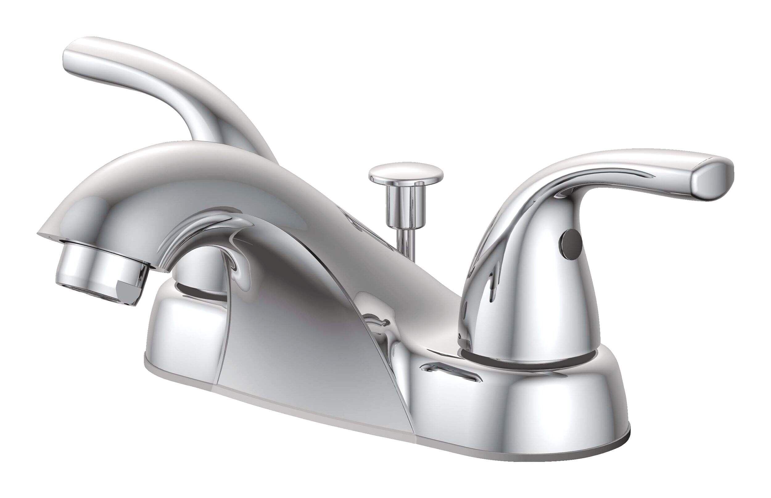Danze Renovate Double Handle Bathroom Sink Faucet with Pop-up Drain, 4-in Centreset, Chrome Front_Angled_Left