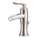 Danze Kenzie Trough Single Handle Single Hole 4-in Centerset Bathroom Sink Faucet with Pop-up Drain, Brushed Nickel Front_Three_Fourths_Angled_Left