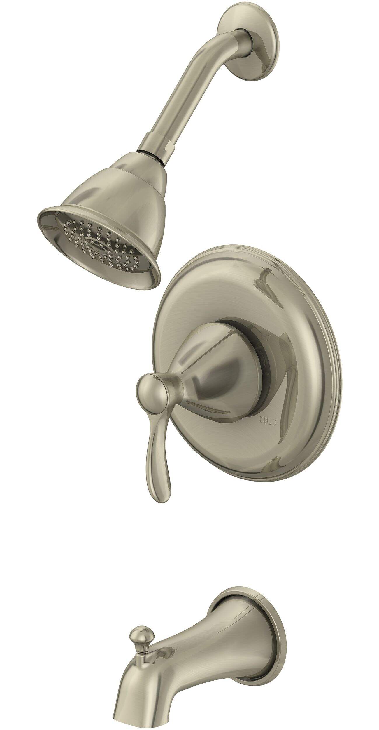 Danze Lakeville Single Handle Wall Mount 1-Setting Bathtub & Shower Trim Kit, Brushed Nickel Front_Angled_Left