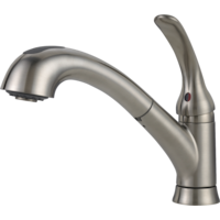 Delta Faucet Casey Single-Handle Pull-Out Kitchen Faucet, Stainless Finish Front_Angled_Left