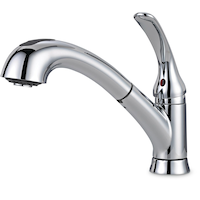 Robinet de cuisine à 1 manette et bec rétractable Delta Casey, chrome Front_Three_Fourths_Angled_Left