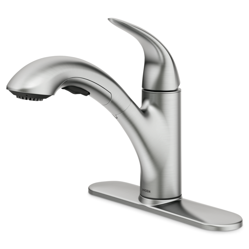 Moen® Medina Single Handle Pull Out Kitchen Faucet, Brushed Nickel
