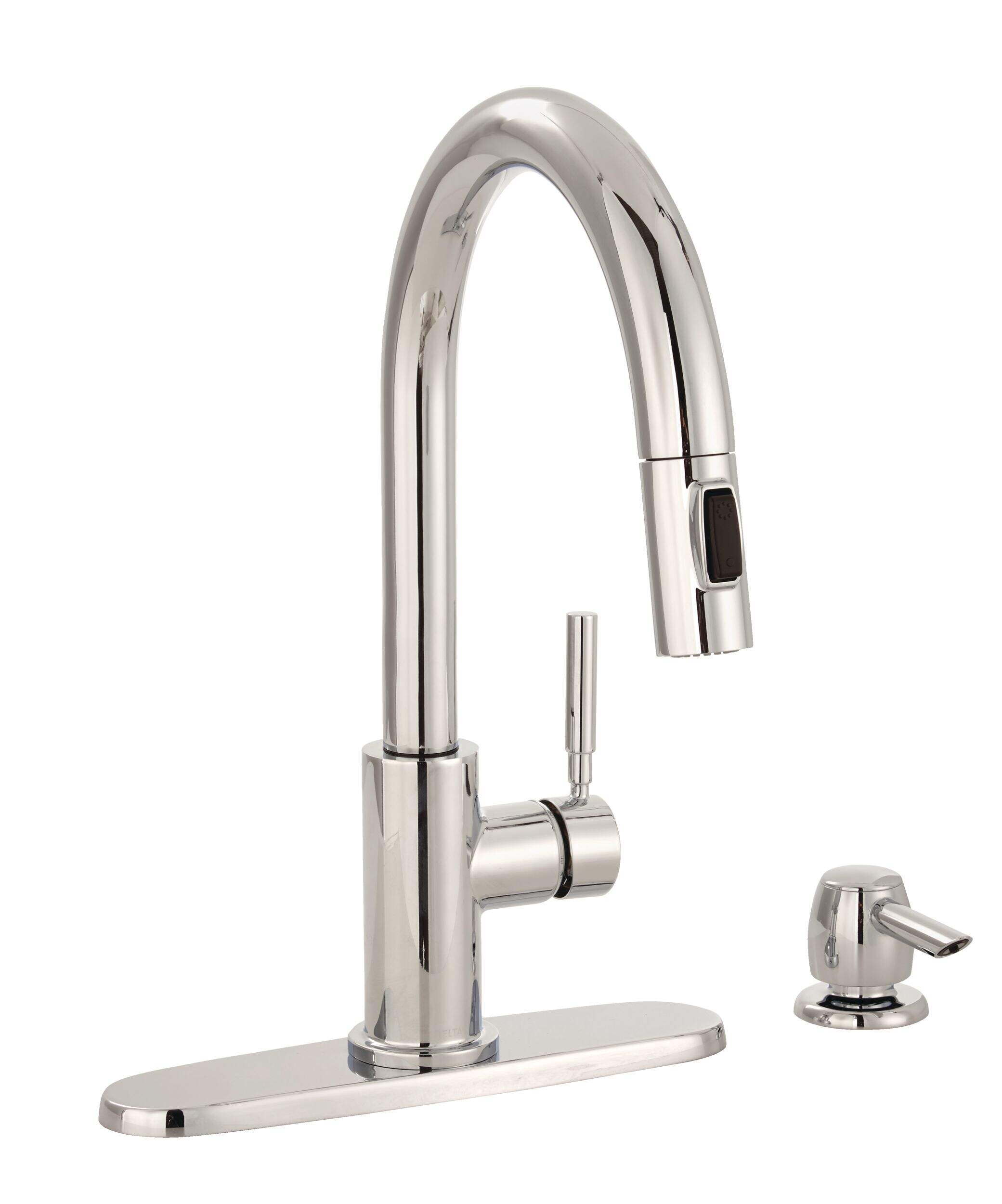 Delta Trask 1-Handle Pull-Down Kitchen Faucet, Chrome Front_Angled_Right