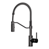 Robinet d'évier à bec rétractable Danze Jasper, poignée simple, noir mat Front_Three_Fourths_Angled_Left