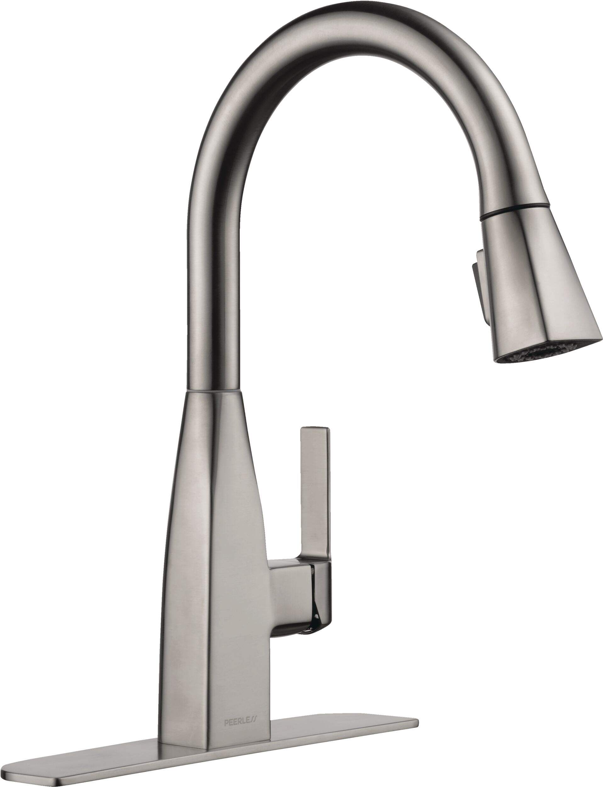Peerless® Xander Single Handle High Arc Pull-Down Kitchen Faucet, Stainless Steel Front_Angled_Right