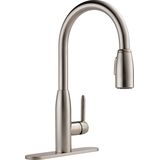 Peerless® Tunbridge Single Handle High Arc Pull Down Kitchen Faucet, Stainless Steel Front_Angled_Right
