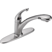 Robinet d'évier à bec rétractable Delta Faucet Handle, poignée simple, finis variés Front_Three_Fourths_Angled_Right