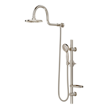 Système de douche à effet de pluie PULSE ShowerSpas Aqua, avec pomme de douche à main et barre coulissante, nickel brossé Front_Angled_Left