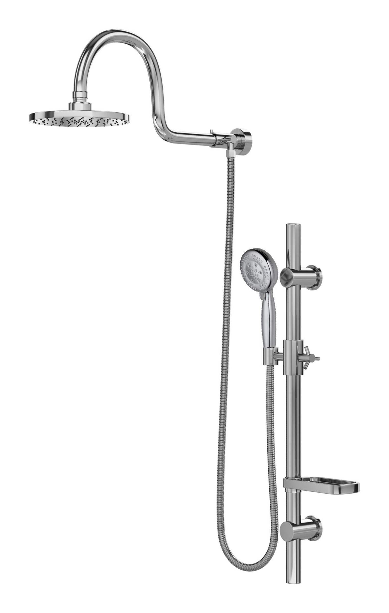 PULSE ShowerSpas Aqua Rain Shower System with Handheld Shower Head & Slide Bar, Chrome Front_Angled_Left