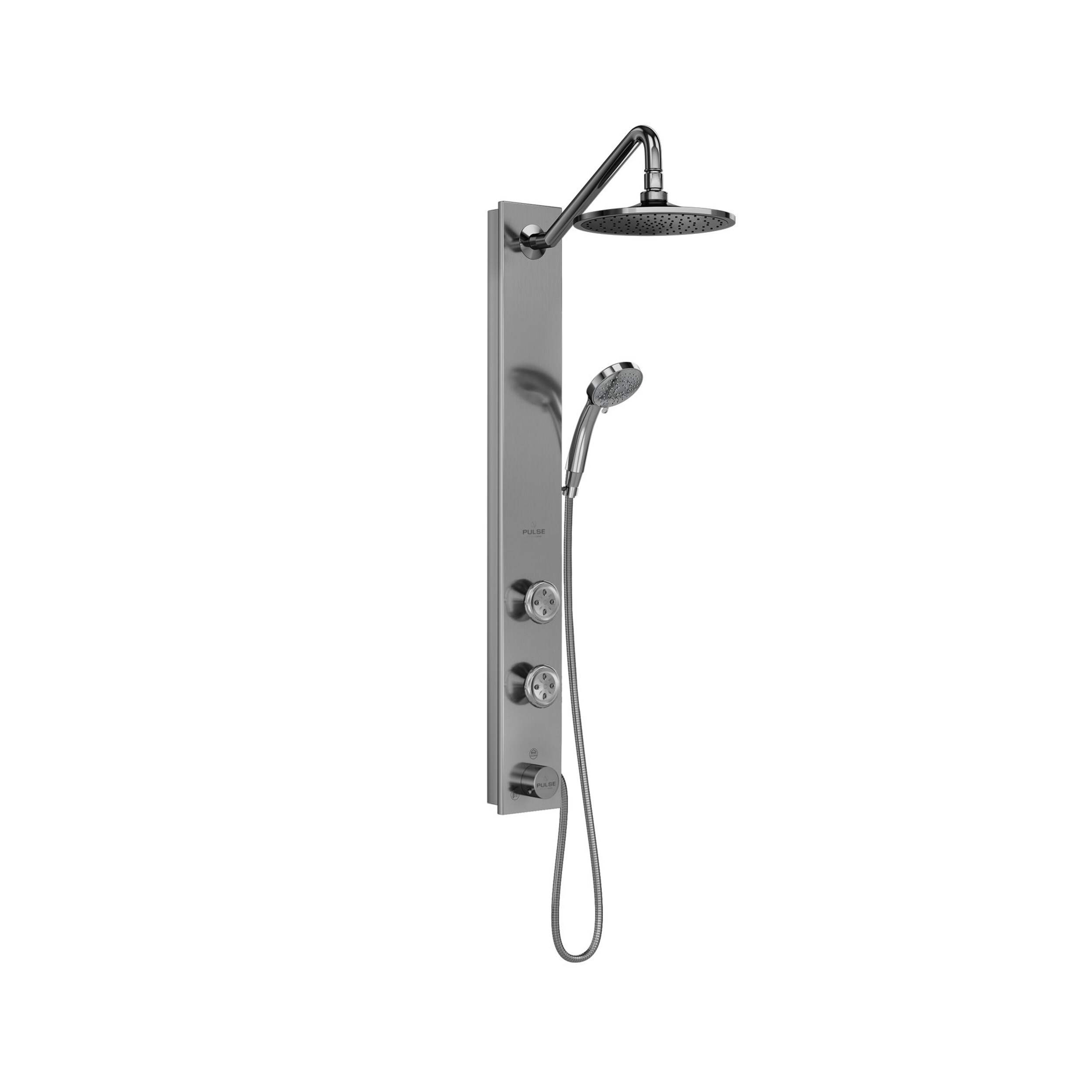 PULSE ShowerSpas Aloha Rain Shower System with Handheld Shower Head, Stainless Steel Front_Angled_Right