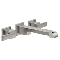 Delta Ara 2-Handle Wall Mount Bathroom Faucet, Stainless Steel Front_Three_Fourths_Angled_Right
