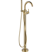 Delta Trinsic® 1-Handle Floor Mount Tub Filler Trim with Hand Shower, Champagne Bronze Front_Angled_Right