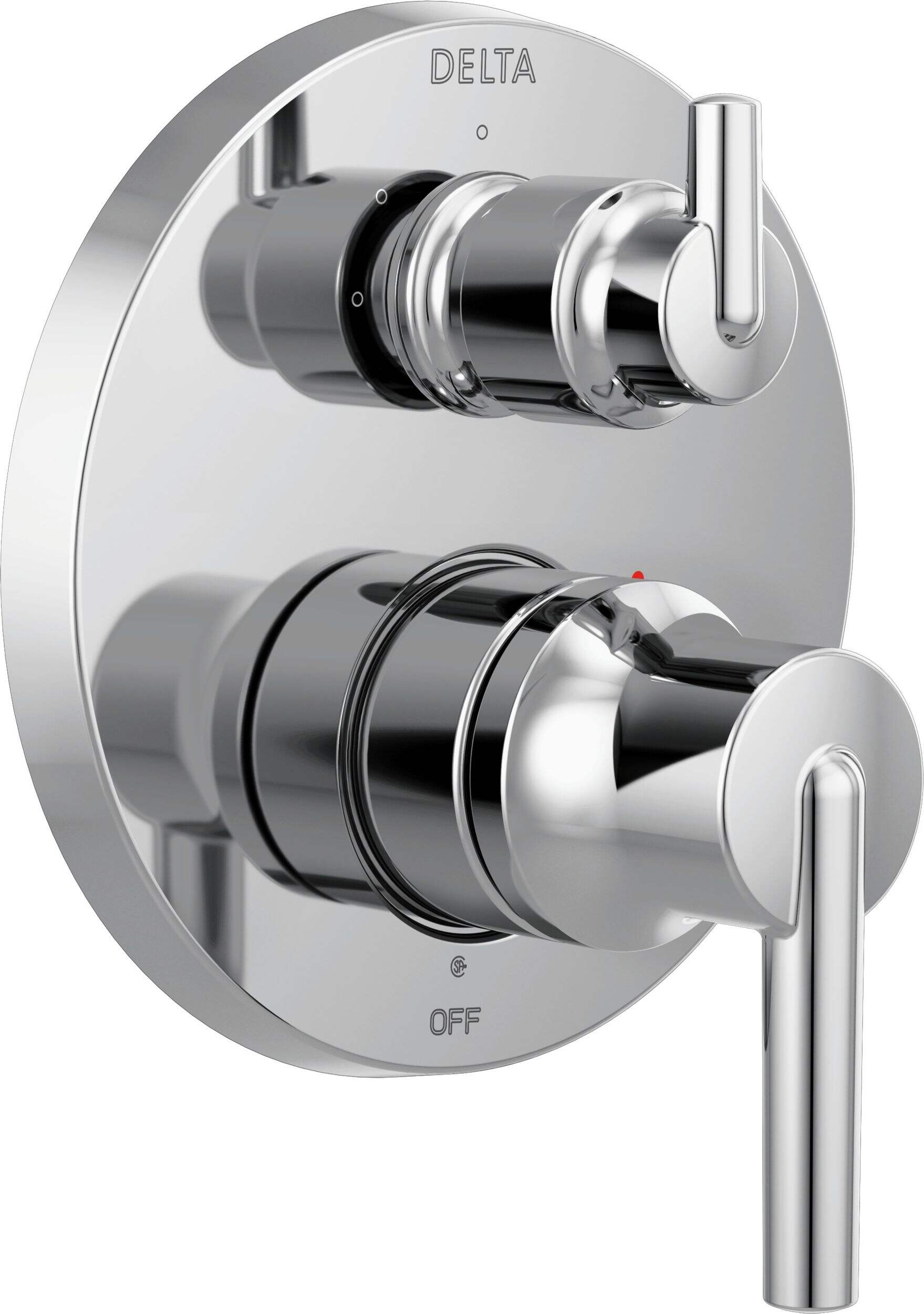 Garniture contemporaine Delta Trinsic Monitor 14 avec inverseur, 2 manettes, chrome Front_Angled_Right