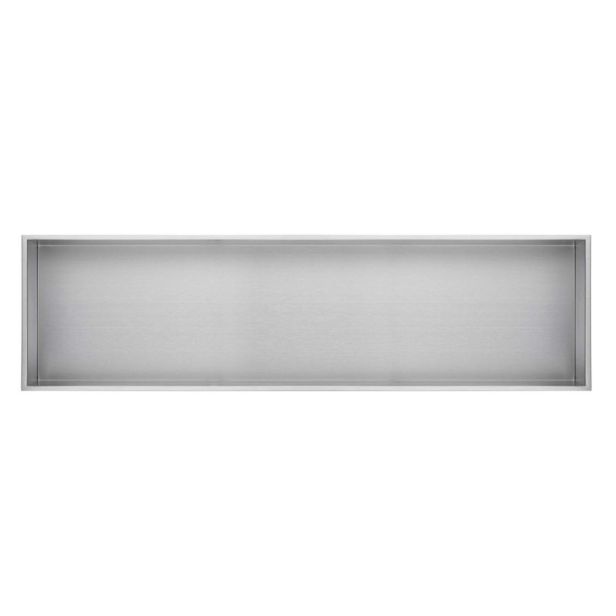 Pulse ShowerSpas Ultra-Thin Bath Shower Niche, 12-in x 48-in, Brushed Stainless Steel Front_Flat