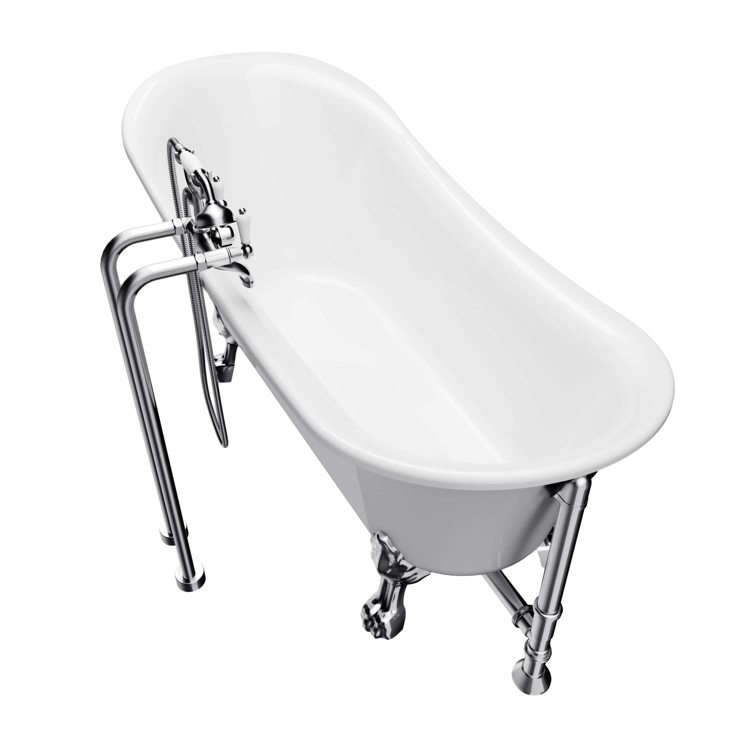 Delphine Acrylic Freestanding Clawfoot Bathtub with Faucet