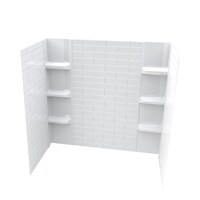 A&E Bath and Shower Sarreh Shower Wall, White, 60 in Front_Angled_Left
