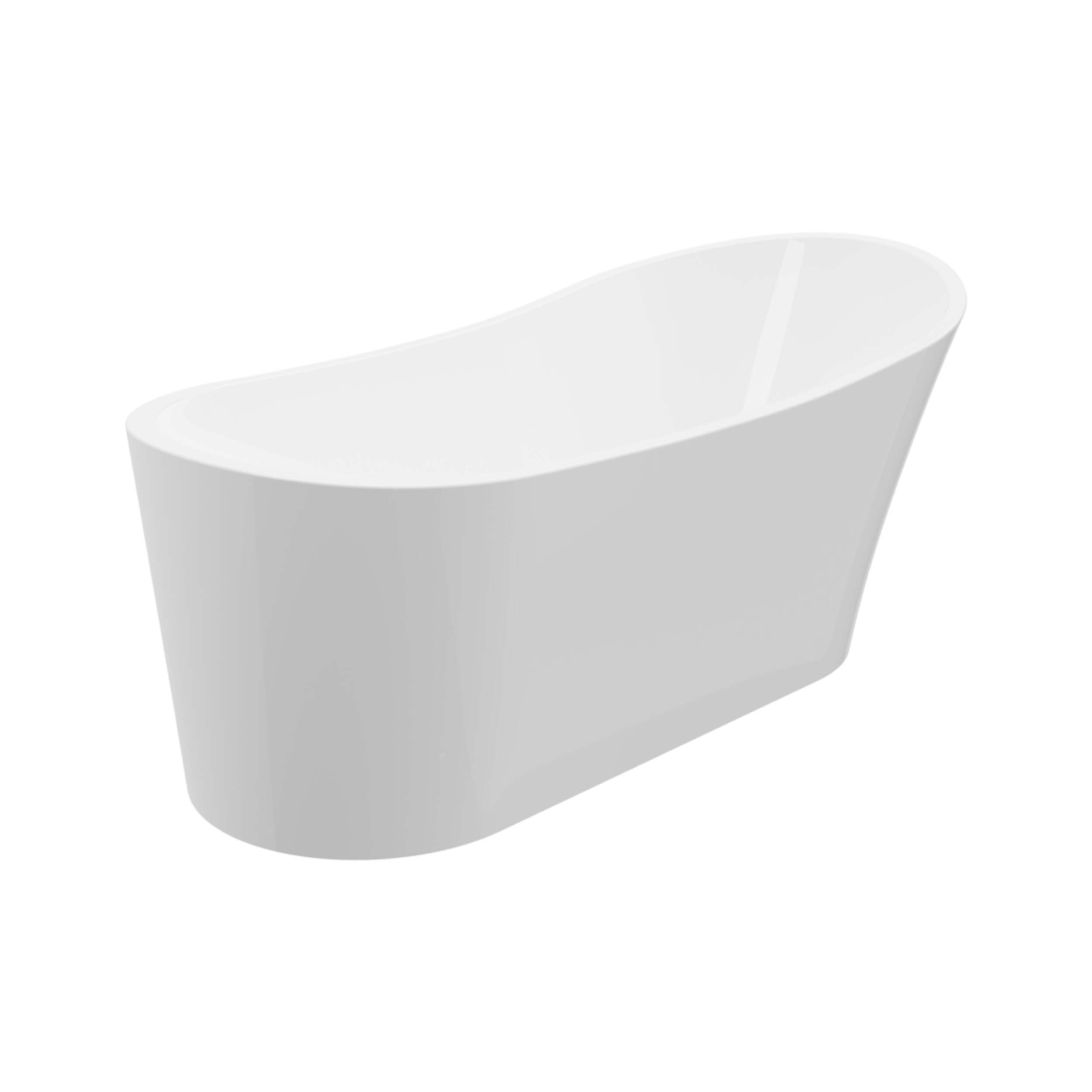 A&E Bath Ansel-59 Acrylic Freestanding Bathtub with Adjustable Feet, White, 59-in Front_Three_Fourths_Angled_Left