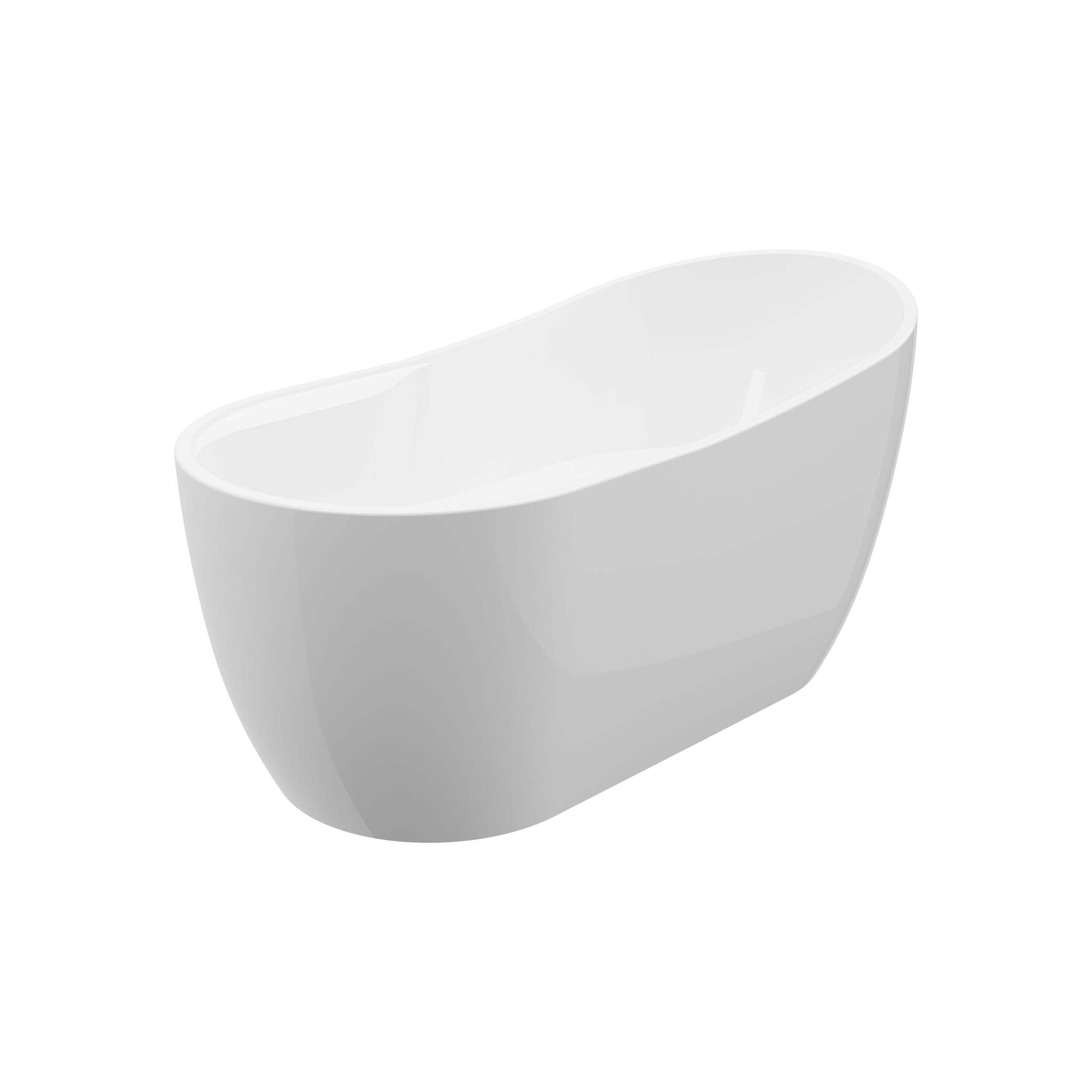 A&E Bath Fia-59 Acrylic Freestanding Bathtub with Adjustable Feet, White, 59-in Front_Three_Fourths_Angled_Left