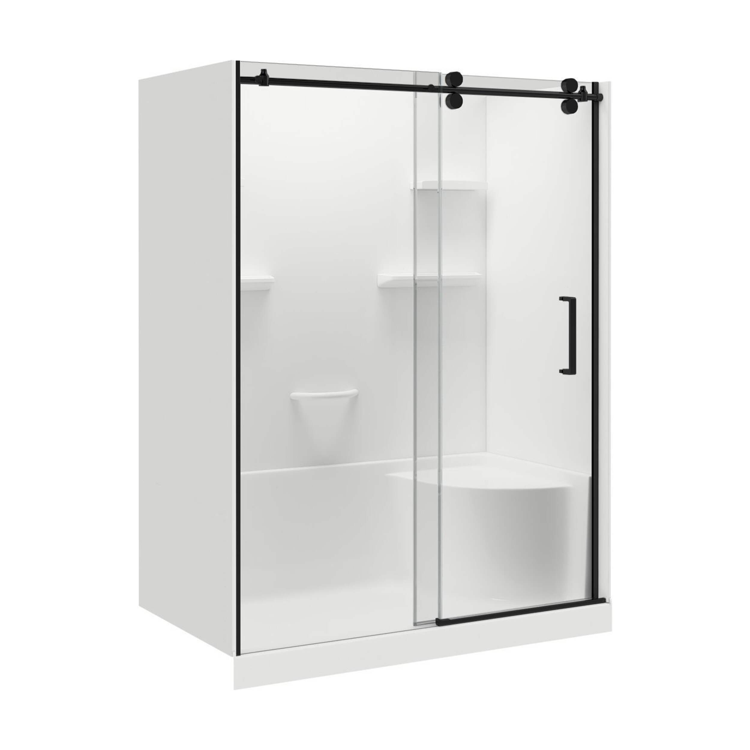 A&E Bath and Shower Carlyn Shower Kit, Black, Left, 76-in Front_Angled_Right