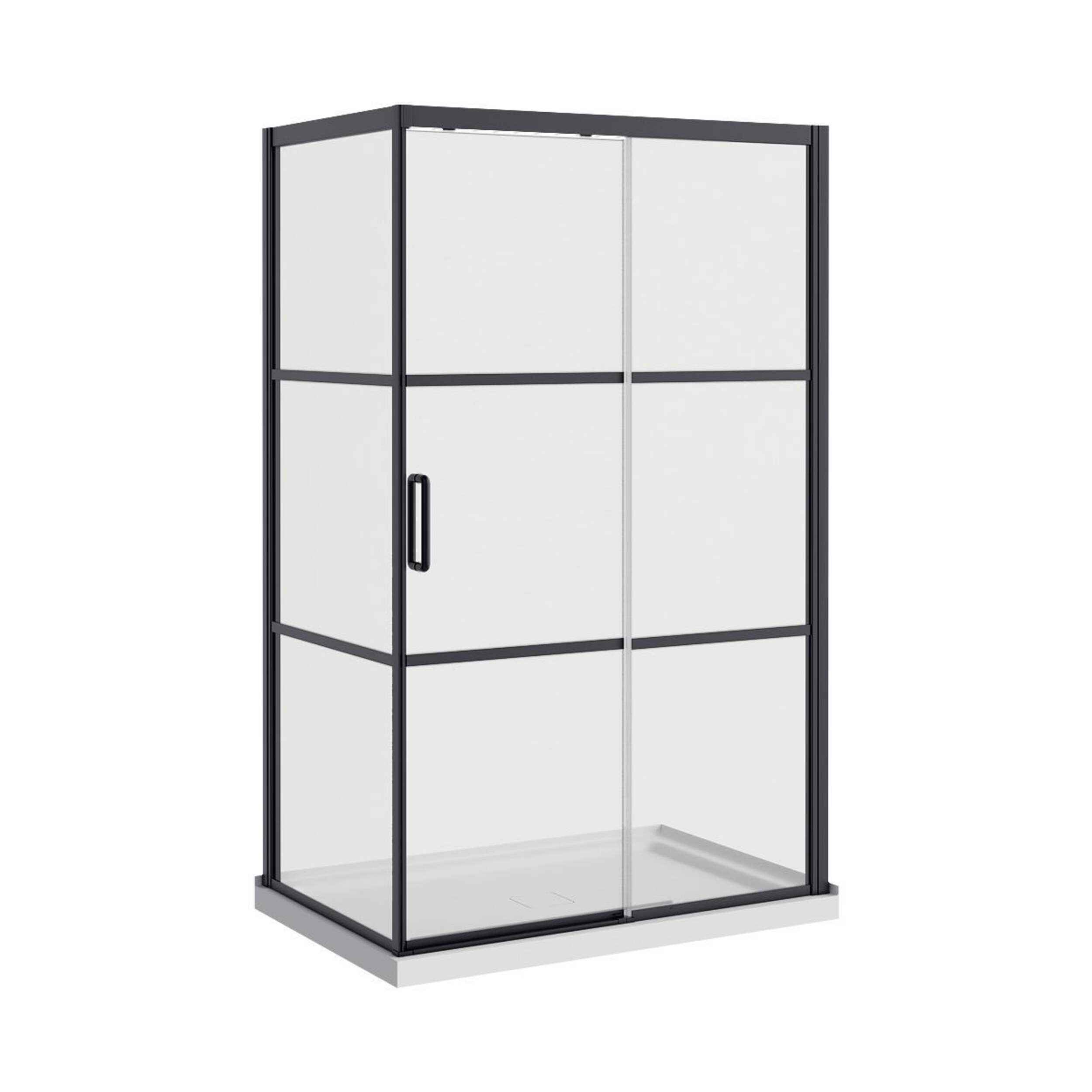 Porte de douche A&E Bath and Shower Atlas, 32 x 60 po, noir Front_Three_Fourths_Angled_Right