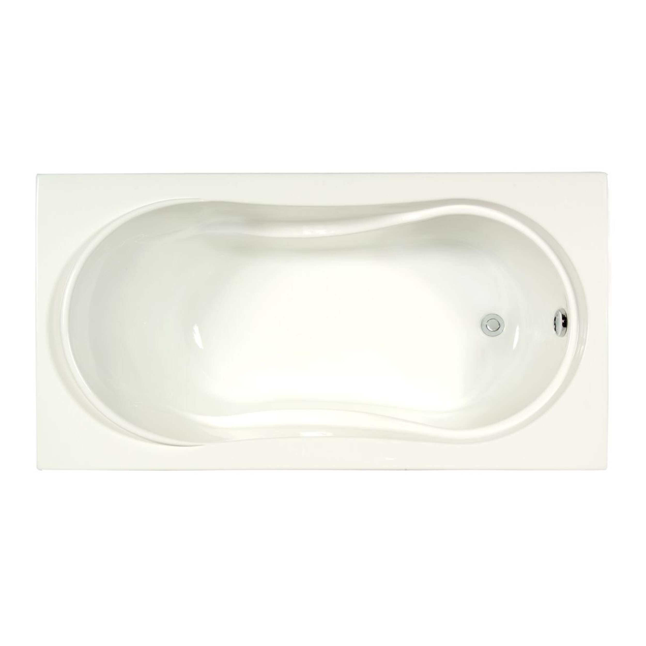 A&E Bath Romy Acrylic Drop-In Bathtub with Arm & Headrest, Textured Bottom, White, 60-in Overhead_Flat