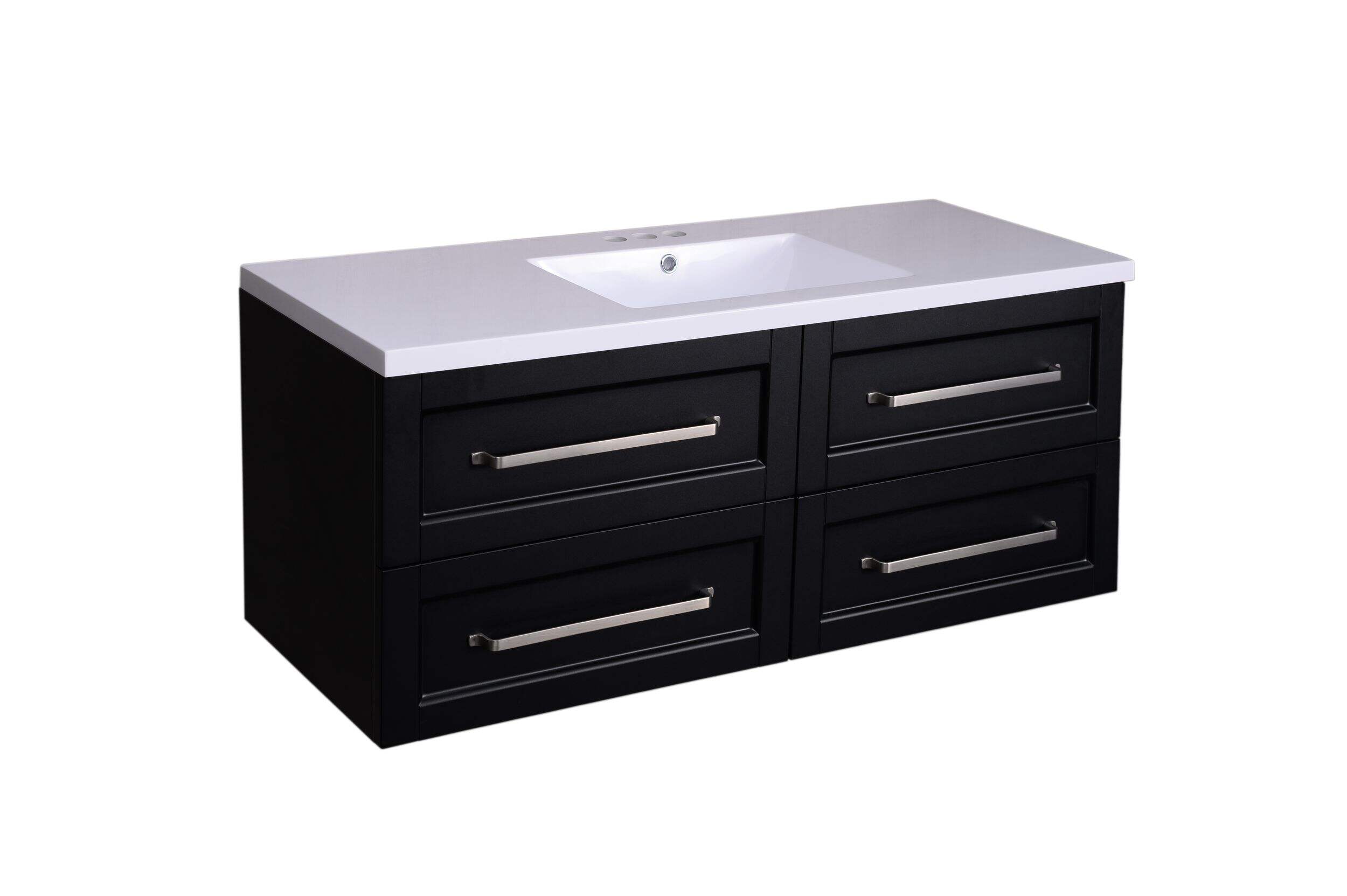 Meuble-lavabo mural A&E Bath and Shower Carlos, noir, 48 po Front_Angled_Right