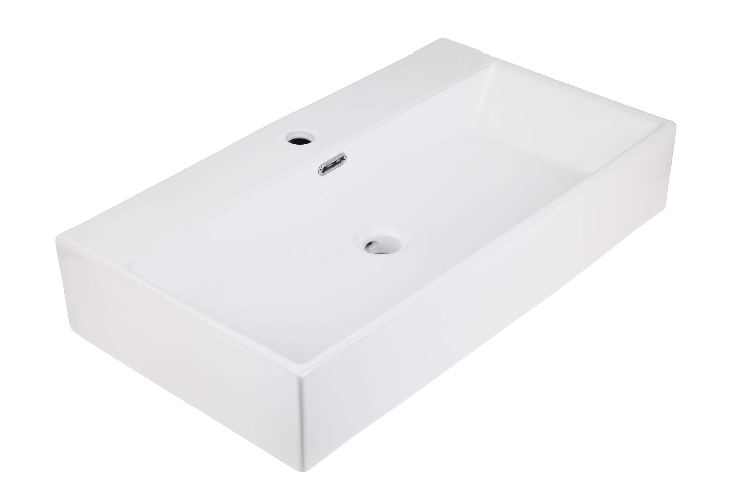 A&E Bath Adalynn Ceramic Vessel Bathroom Sink/Basin with Overflow, Glossy White Front_Three_Fourths_Angled_Right